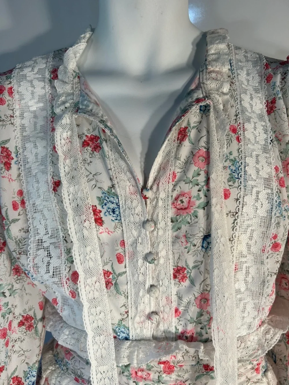 Anthropologie Stellah SZ L White Floral Dress Romantic Cottage Boho Coquette - Picture 7 of 16